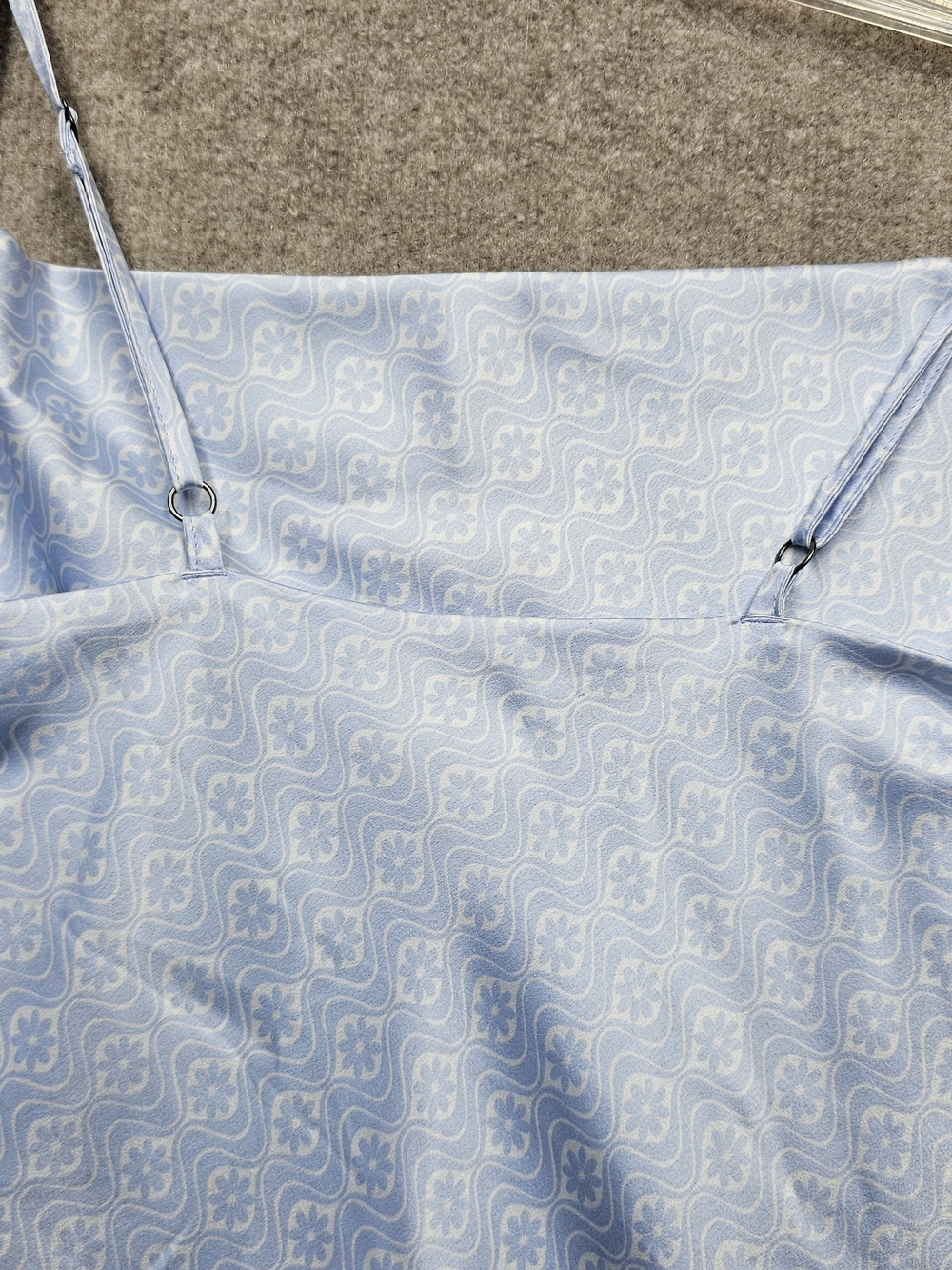 Hollister Silky Blue Slip Dress XS Cowl Neck Adjustable Straps Y2K Mini Satin - Picture 10 of 13